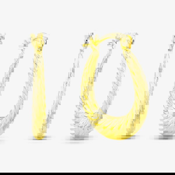 T. H. Baker Silver Gold Plated Twist Patterned Oval Creole Hoop Earrings S3100