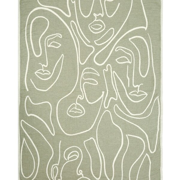 Cotton and Olive Contour Soft Cotton Jacquard Throw - Sage Green