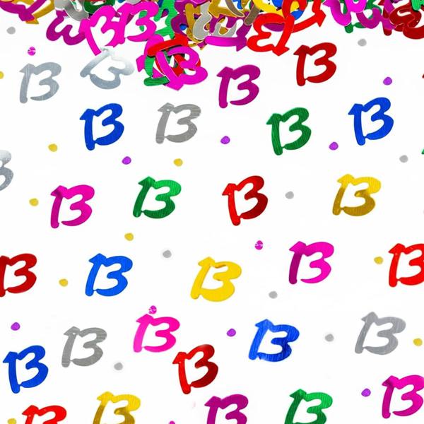 13th Birthday Multicolour Foil Confetti Pack for Party Table Decorations, 1 Pack to 4 Pack image 7
