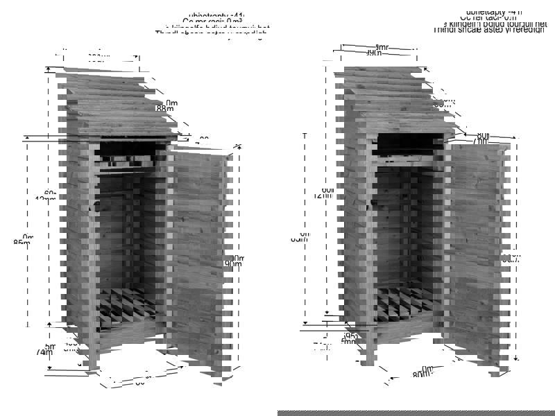 Arbor Garden Solutions Wooden Premium Tongue/Groove Log Store with Door and Shelf (W-99cm, H-126cm or H-180cm, D-88cm)