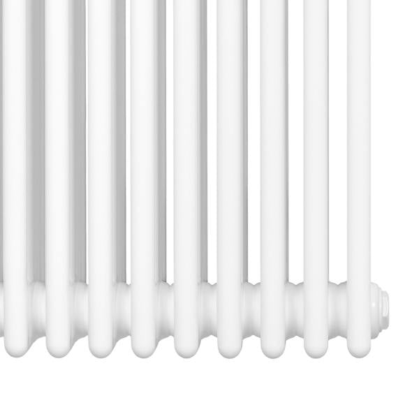 Traditional 4 column radiator in sleek white finish, featuring smooth, rounded edges and a compact design, ideal for heating spaces