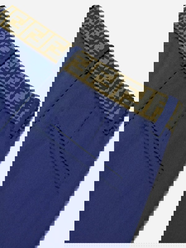 Fendi Kids Fendi Boys Gabardine Stretch Trousers in Navy