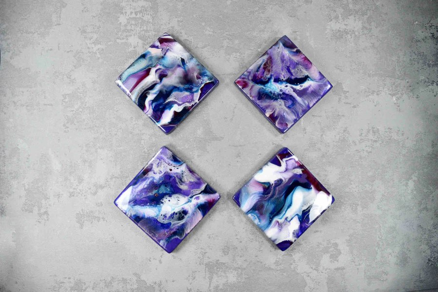 Kate Chesters Art Purple Drinks Coasters Set of 4