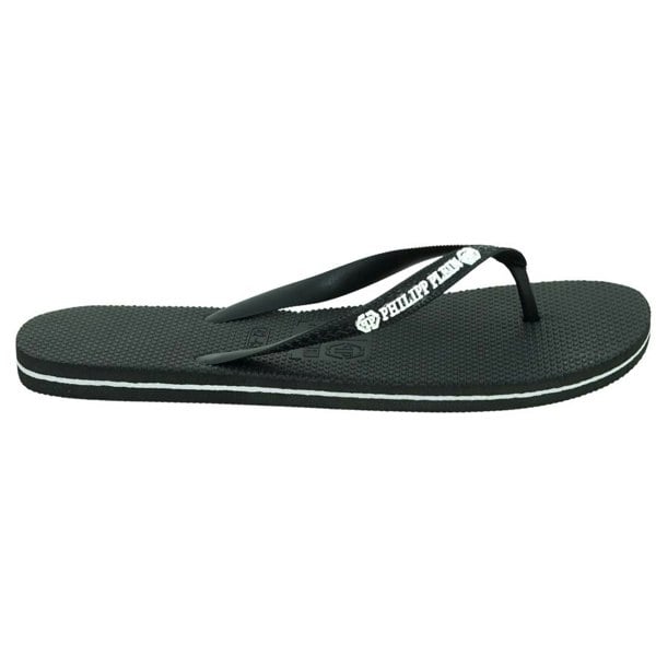 Philipp Plein Brand Logo Flip Flops - Black