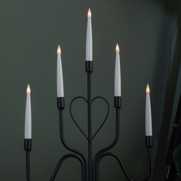 Samuel Alexander 32cm Battery Operated Light up Black Metal Heart Christmas Candlebridge with 5 Warm White LEDs