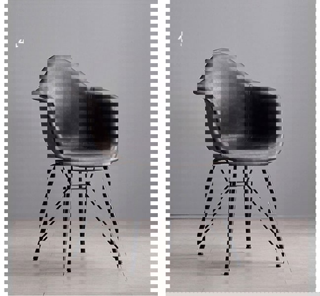 Bobby Dining Chair, Distressed Leather-Weilai Concept-Grey-PU Leather-Weilai Concept