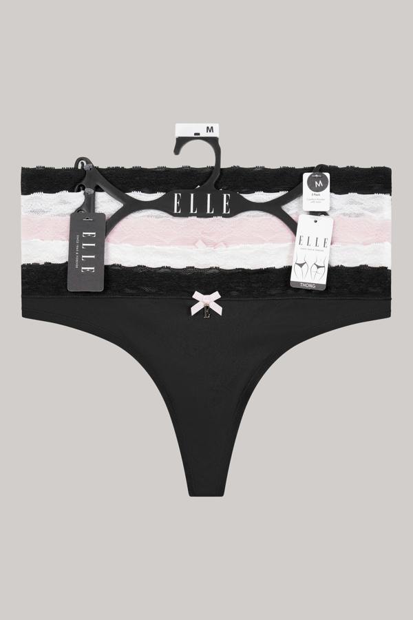 ELLE Multi Pack (5) Lace Waist Thongs