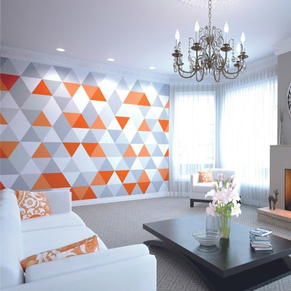 Origin Murals Geometric Wall Mural - Tangerine