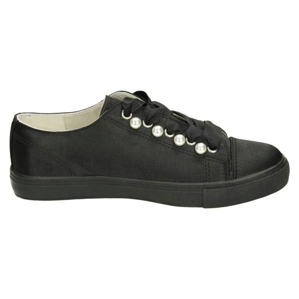 Spot On Ladies Spot On Ribbon Lace Up Pumps