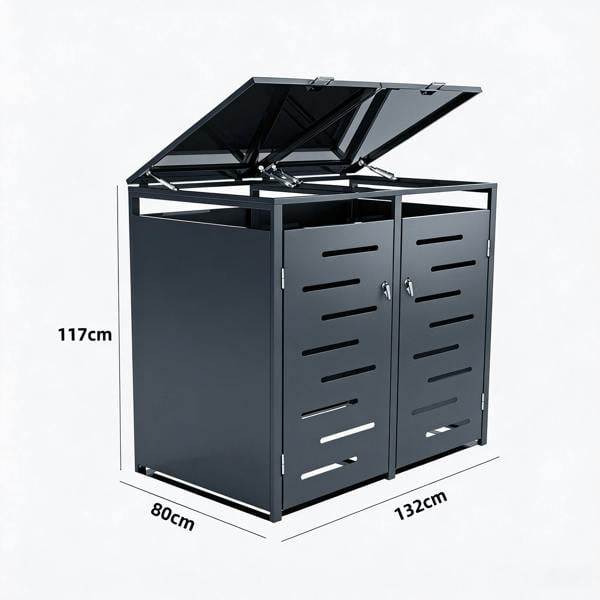 Nicoman Outdoor Lockable Metal Garbage Bin Shed