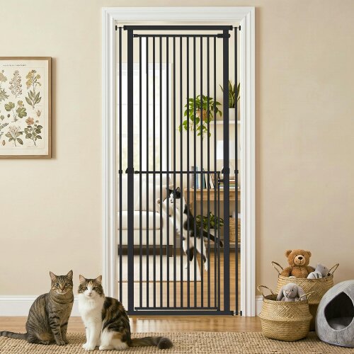 PawHut Extra Tall Pet Gate, Baby Gate with 112-200cm Adjustable Height Black