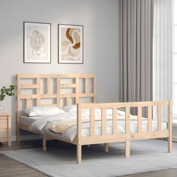 Berkfield Bed Frame with Headboard 140x190 cm Solid Wood