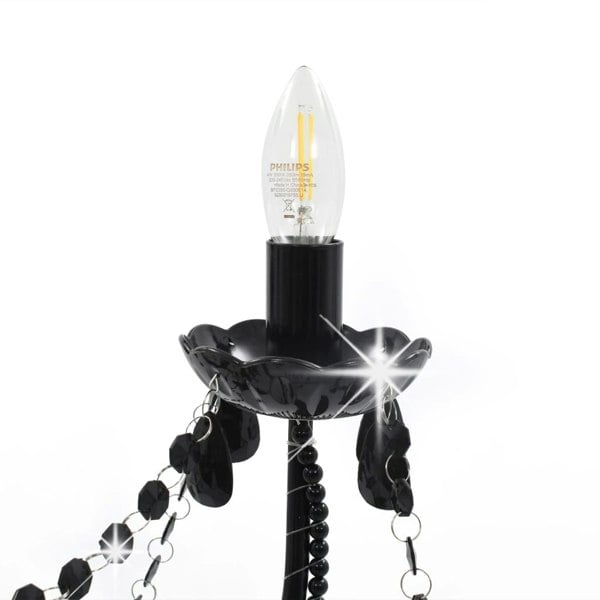 Berkfield Chandelier with Beads Black 8 x E14 Bulbs