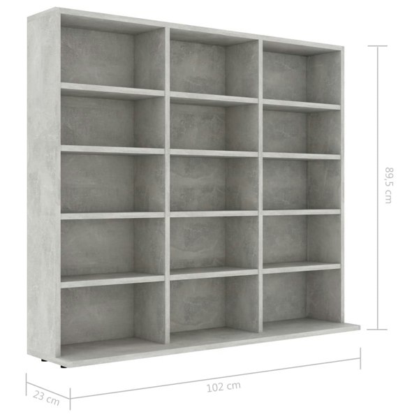 Berkfield CD Cabinet Concrete Grey 102x23x89.5 cm Engineered Wood