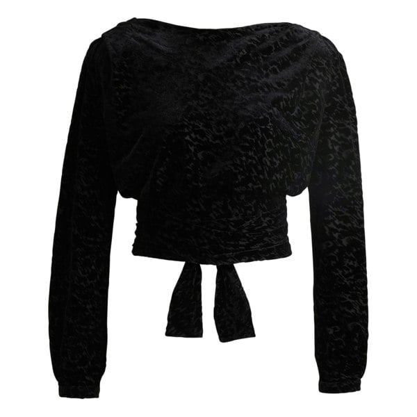 Boss Womens/Ladies C Edevory Devoré Wrap Crop Top - Black