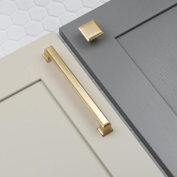 Handle & Home Brushed Brass Square 160mm Cabinet Handle & 32mm Matching Knob