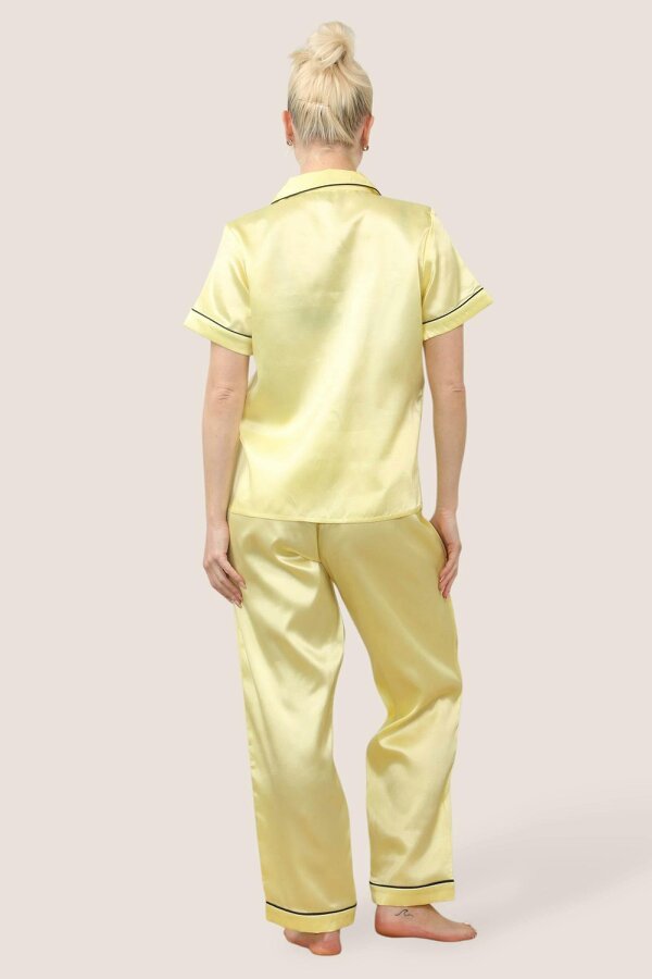 Luxe Satin Short Sleeve PJ Set – YELLOW