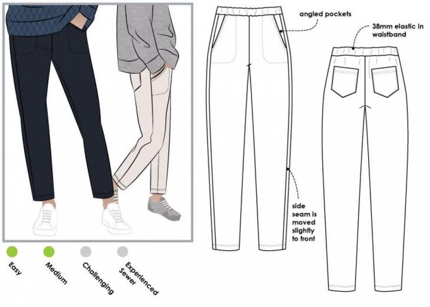 Style Arc Sewing Pattern Brooklyn Pants - Trousers for Women - Intermediate