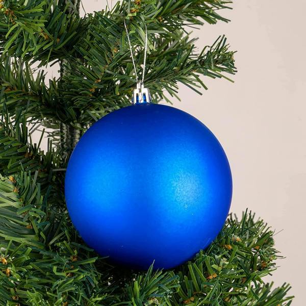Shatchi Blue Shatterproof Christmas Baubles Pack of 3 or 6, 10cm Festive Tree Decorations