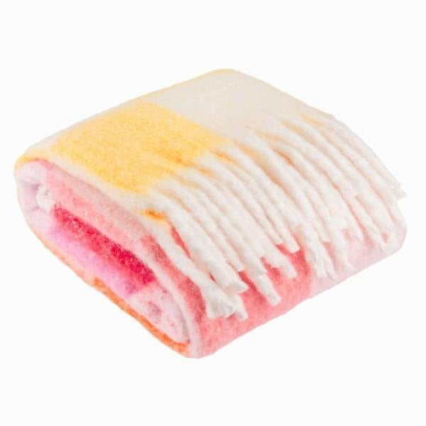 Furn Maisie Checked Tassel Throw - Citrus Blush