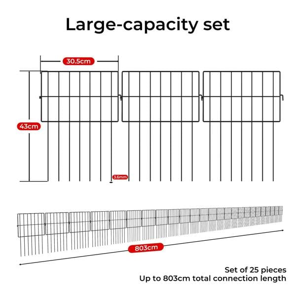Levede 25 Pack Animal Barrier Metal Decorative Garden Fence Outdoor Pet Border