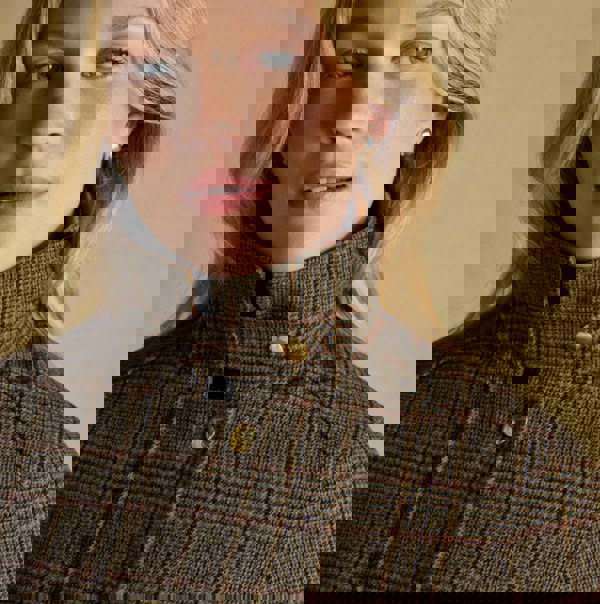 Joules CONTEMPORARY Womens Check Tweed Fieldcoat Brown