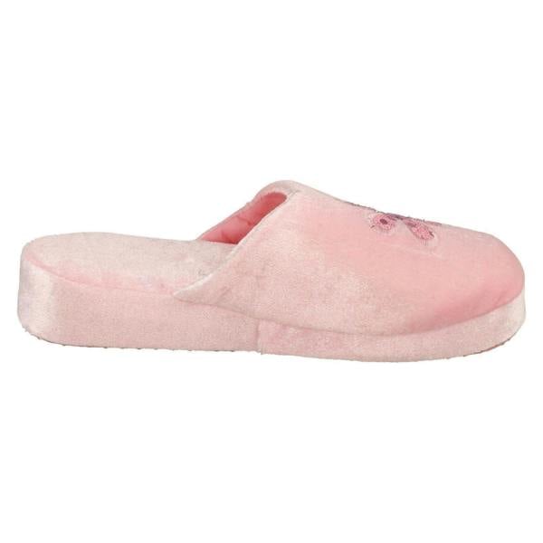 Spot On Ladies Spot On Flower Detailed Mule Slippers 20J4686
