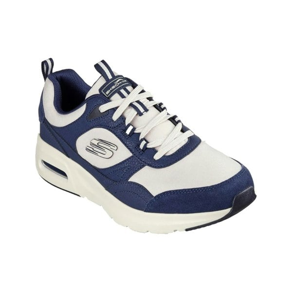 Skechers Mens Court Yatton Suede Skech-Air Trainers - Navy/Natural