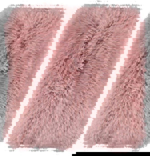 Long-Wool Sheepskin Cushion | 35x35 cm Rosa