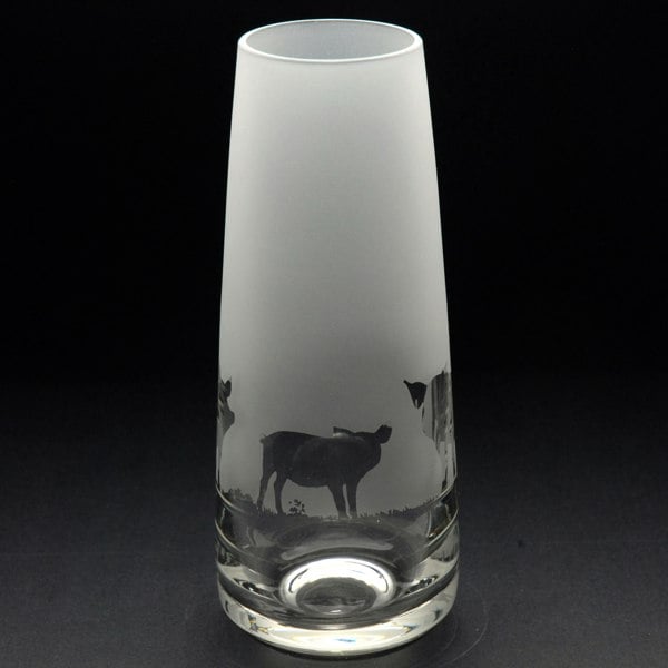 Glyptic Glass Art Pig Glass Bud Vase - Hand Etched/Engraved Gift