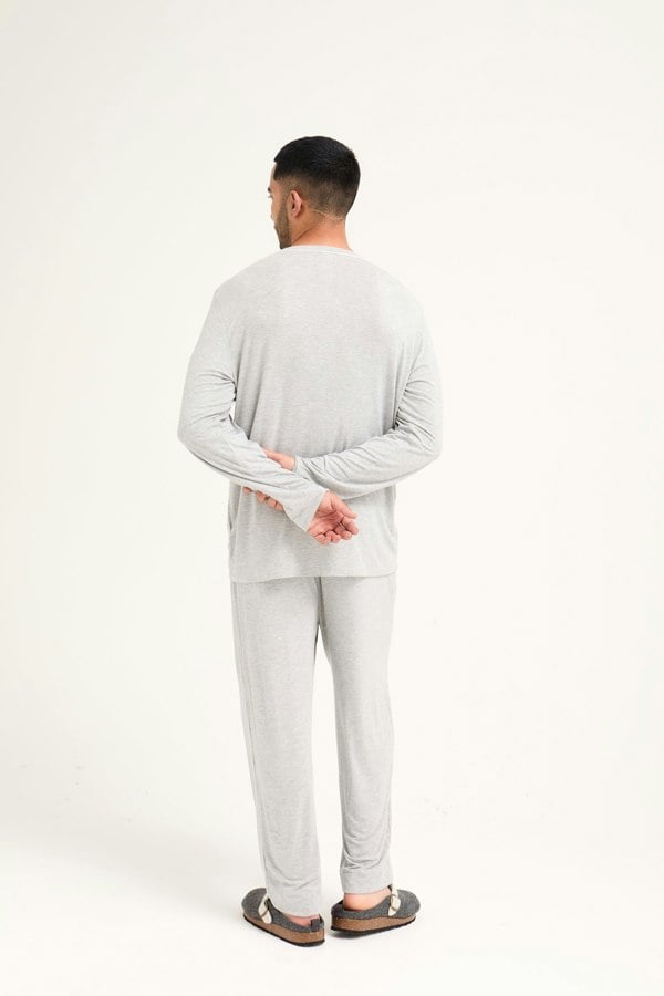 Mister You Bamboo Pyjama Set in Grey Marl - Pajamas