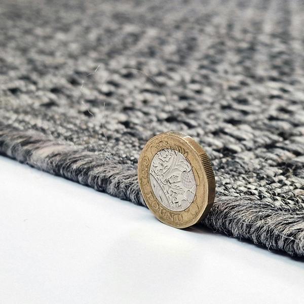 Non-Slip Dark Grey Kitchen Rug Plain Solid Design Flat Weave Sisal Look Mat and Runner
