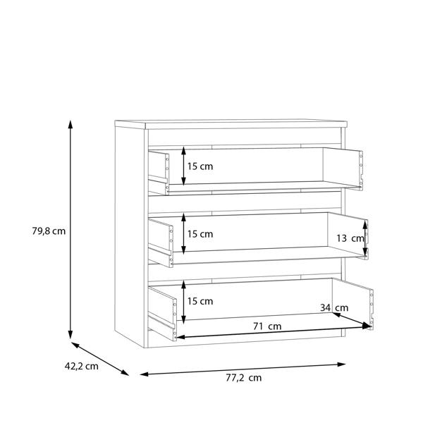Edmore 3 Drawer Chest in White
