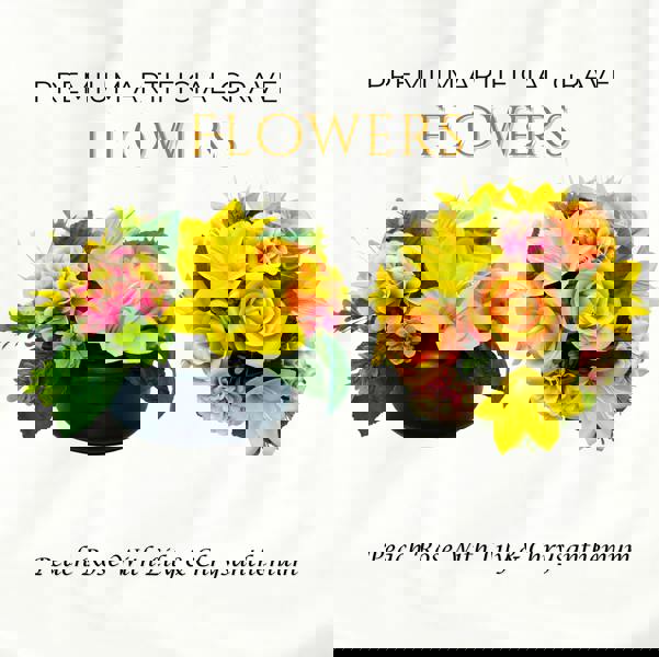 Memorials Direct Premium Artificial Grave Flowers – 24cm Peach Rose With Lily & Chrysanthemum | Weighted Pot