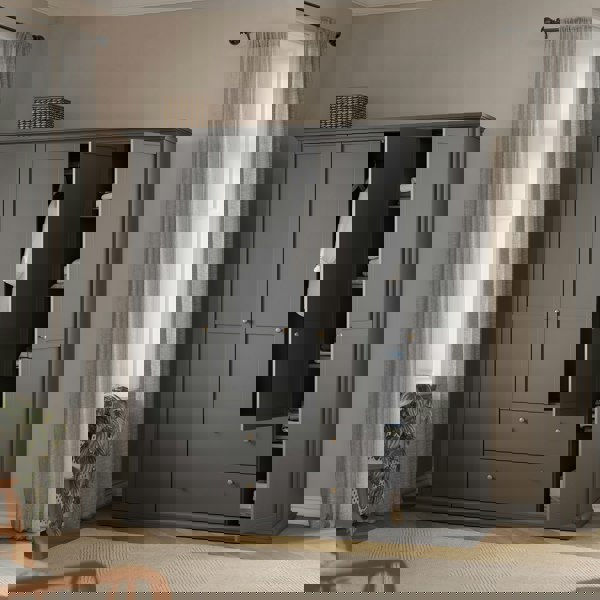 Furniture To Go Paris Wardrobe with 4 Doors and 2 Drawers in Matt Grey