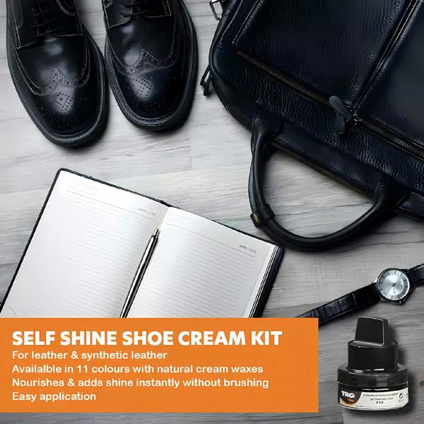 TRG Self Shine Renovating Shoe Cream With Sponge for Instant Shine 50ml