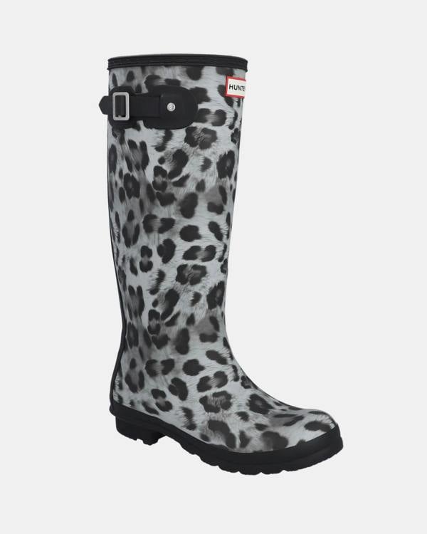 Hunter Womens Original Tall Insulated Snow Leopard Boot - Snow Leopard/Black