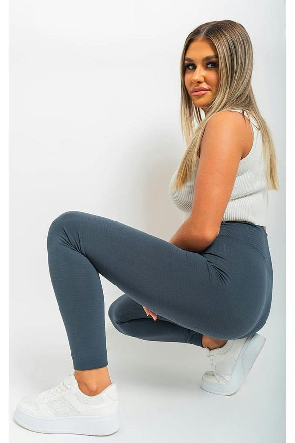 Elaine High Waist Tummy Compression Slimming Leggings - Grey
