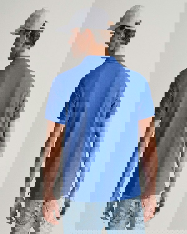 GANT Mens Regular Fit Short Sleeve Shield Logo Pique Polo - 407 Rich Blue