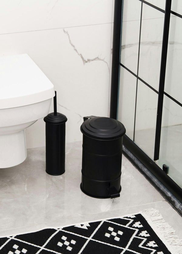 Rozi Black Step On Bathroom Rubbish Bin (5 Litres)