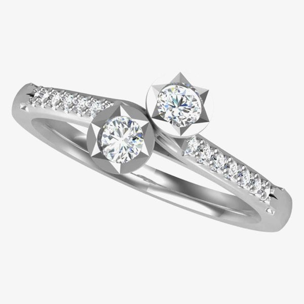 T. H. Baker 18ct White Gold 0.33ct Twin Diamond Twist Ring 9710/18W/DQ10