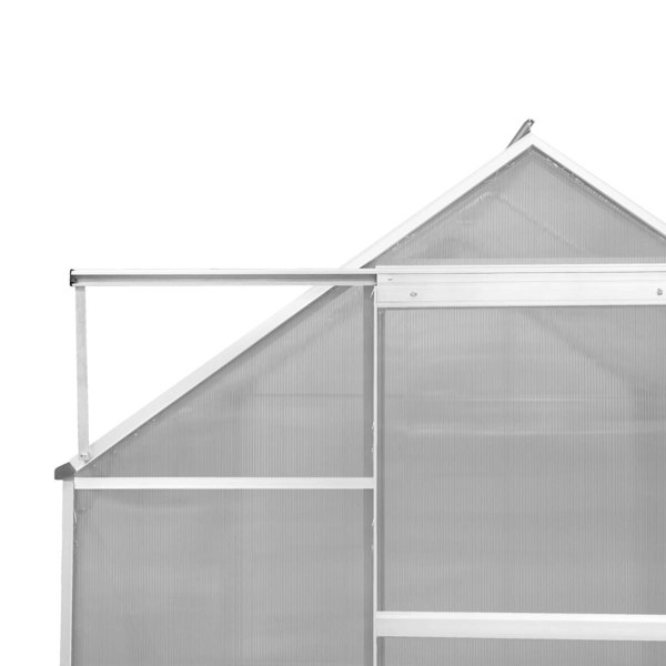Silver polycarbonate greenhouse measuring 6ft x 10ft, featuring a sturdy frame and translucent panels for optimal sunlight