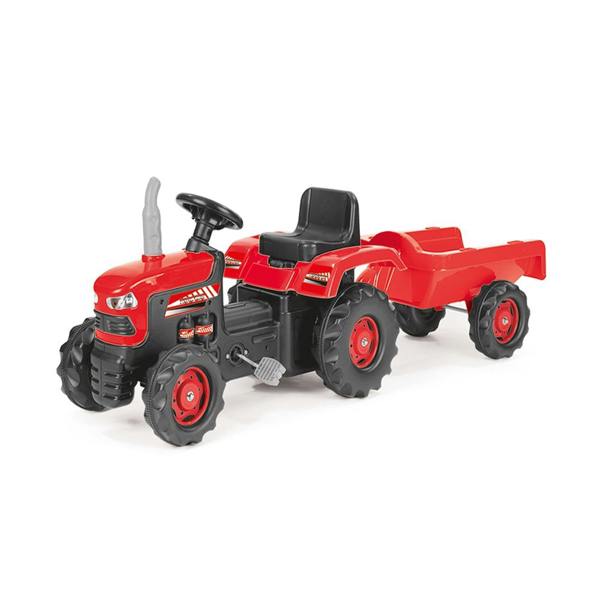 Dolu Kids Tractor with Trailer Pedal Operated Ride On Truck - Red