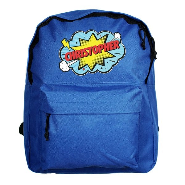 Personalised Memento Company Personalised Super Hero Blue Backpack