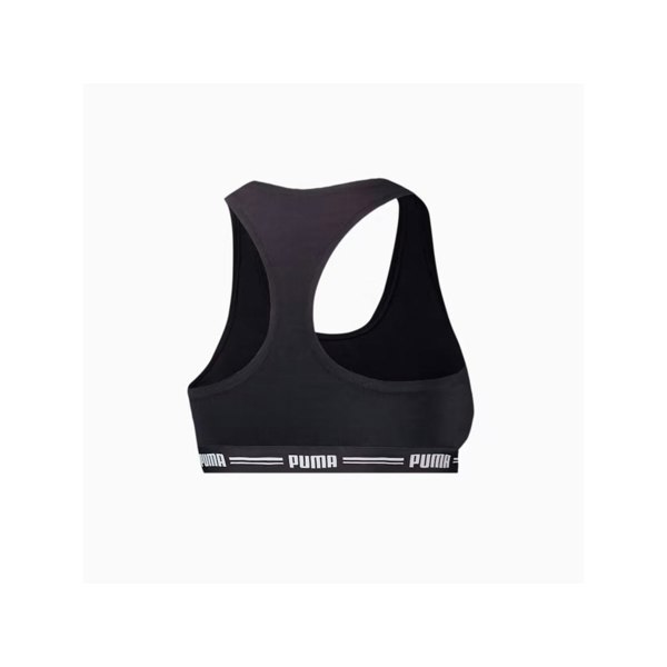 Puma Striped Logo Racerback Bra Top, Black