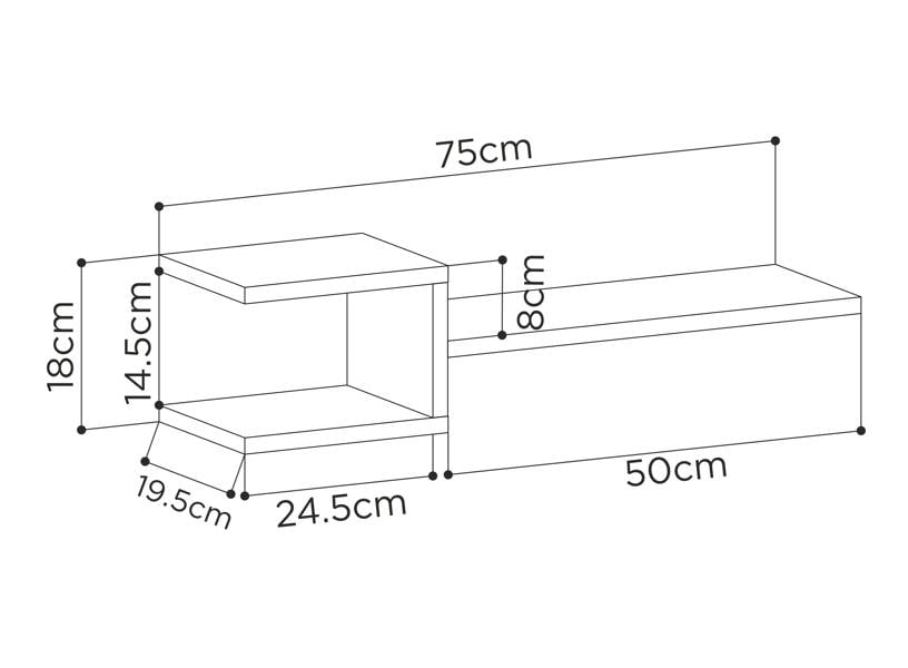 Decortie Fork Modern Wall Mounted Floating Shelf Unique Design Set 2 Piece Shelf 75cm