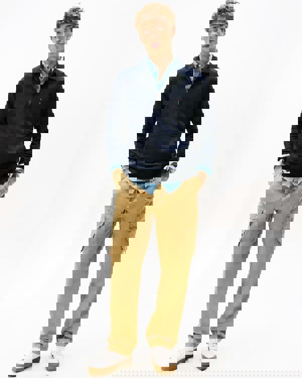 Tommy Hilfiger Essential Terry Long Sleeve Mens Zip Polo - Desert Sky