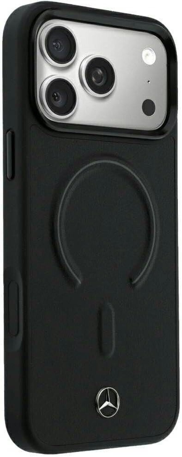 Mercedes Leather 3D MagSafe Case for iPhone 17/18 Pro 6.3" Black - MEHMP18L25PEMMOK