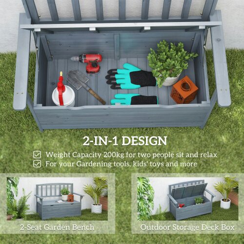 Wyld Haus Cozicce Metal Grey 2 Seater Outdoor Storage Bench With Lift Up Seat