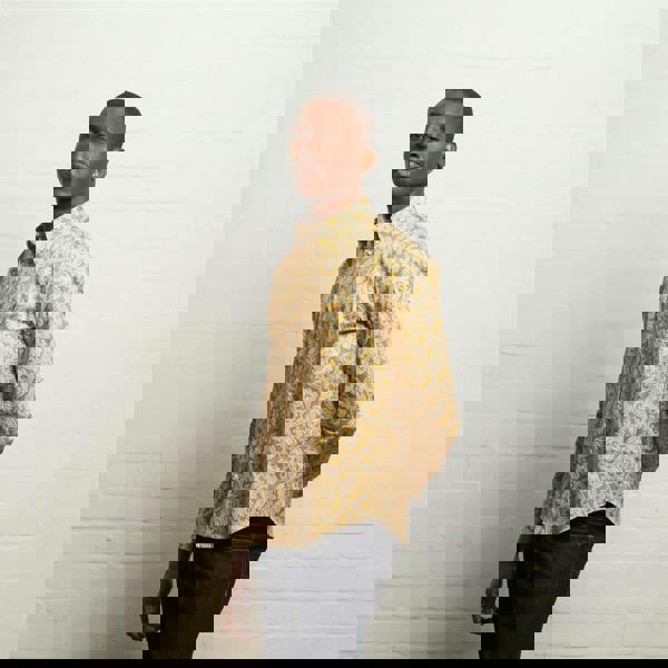 Gabicci V55GW06 Mens Brodie Long Sleeve Printed Woven Shirt Gabicci Vintage - GOLD